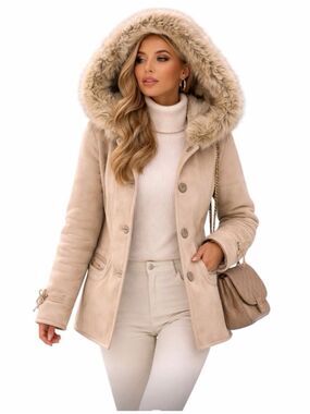 MIDTOWN VINTAGE FAUX SUEDE AND FUR COAT